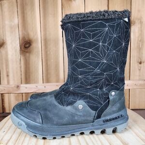 Merrell Silversun Zip‎ Snow Boots Womens 8.5 Black Waterproof Insulated Winter
